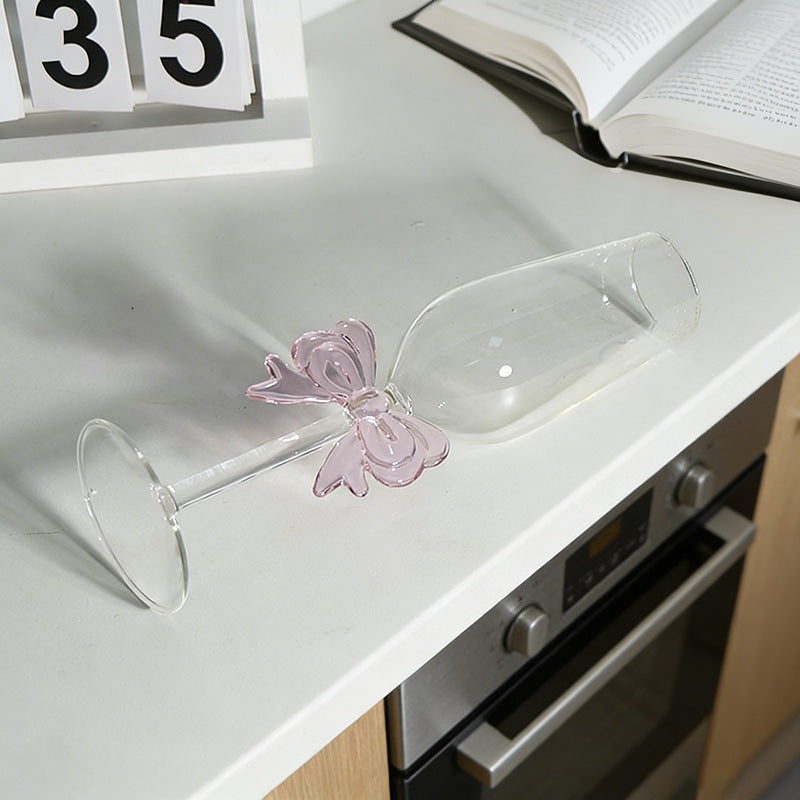 Bowknot decorative detail on stemmed glass showing elegant design