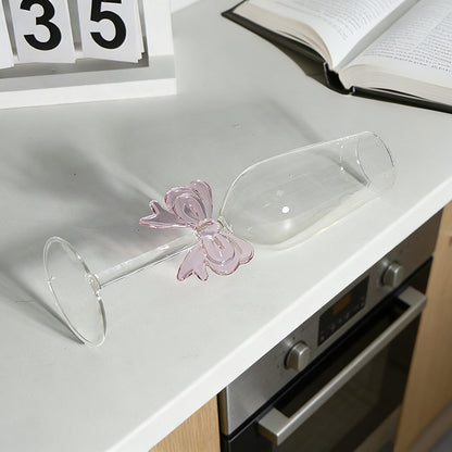 Bowknot decorative detail on stemmed glass showing elegant design
