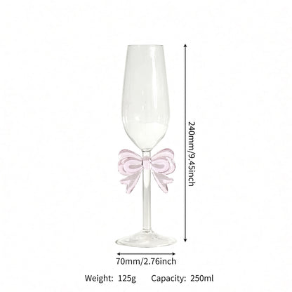 Bowknot stemmed glass size measurement and product specification view