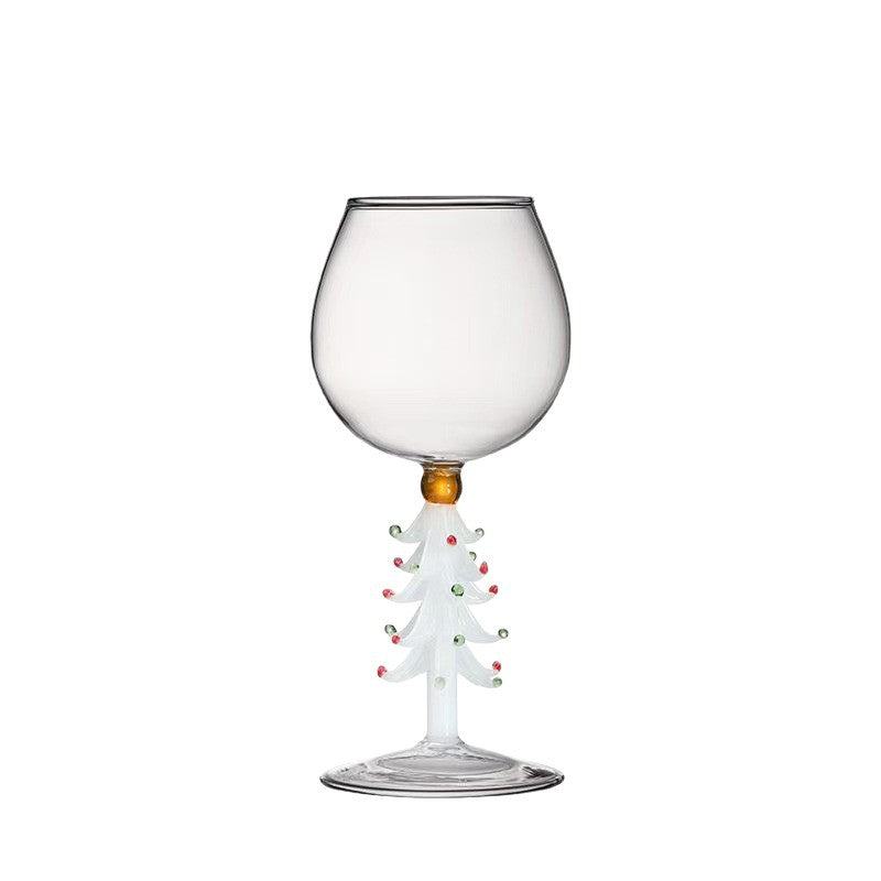 White Christmas tree stemmed glass product front view