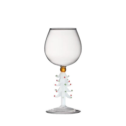 White Christmas tree stemmed glass product front view