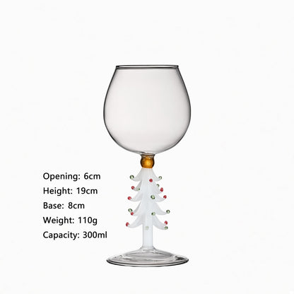 Christmas tree stemmed glass size measurement and product specification view