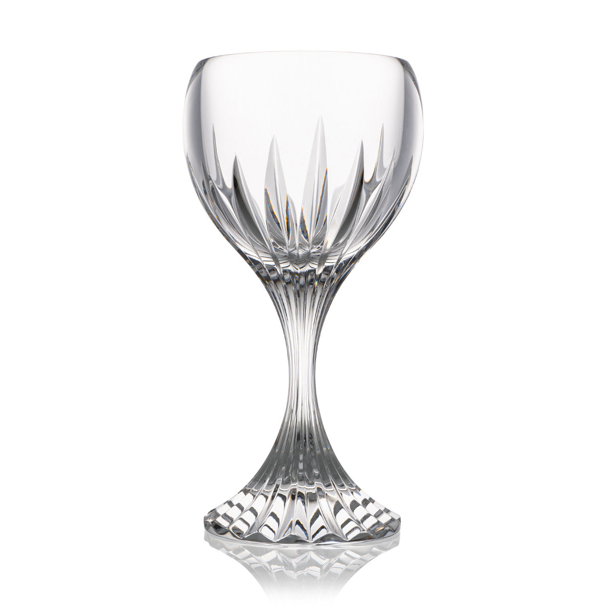 Classic cut stemmed glass product front view showing elegant bowl and base design