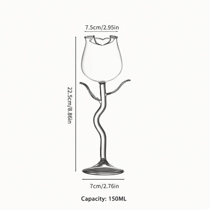 Twisted stem flower shaped glass size measurement information
