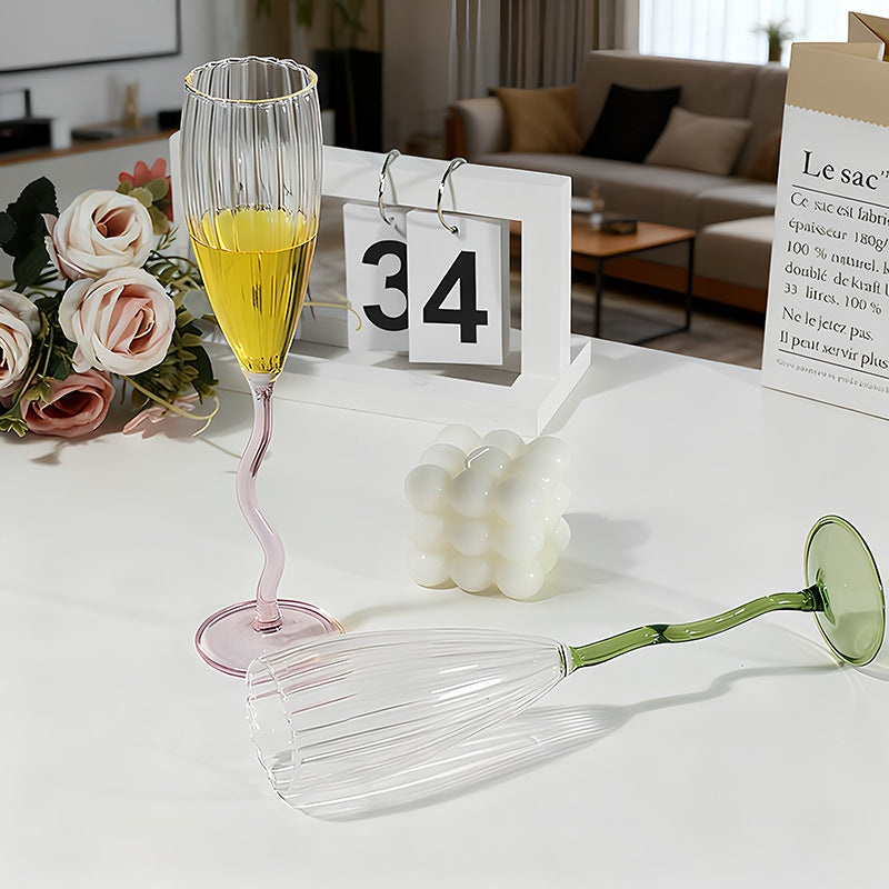 Pink and green twisted stem tall glass color options