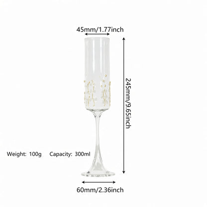 Straight cylinder vine pattern stemmed glass size measurement information