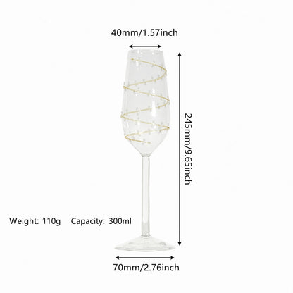 Wrapped vine pattern stemmed glass size measurement information